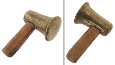 Unmarked: Early 4 1/2 Pound Brass Hammer