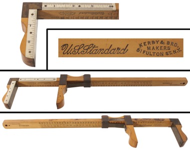 Kerby & Bro. Makers, New York, New York: Slide Adjust B'wood Shoe Meas. Rule