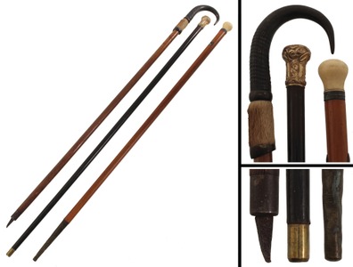 Assorted Makers: Three 19th C. G'man' Walking Sticks
