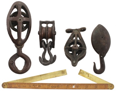 Assorted Makers: Four Cast Bronze Nautical Pulleys