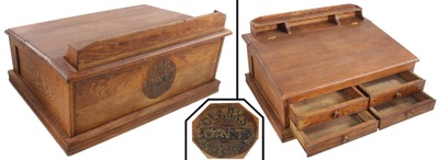John A. Clark, Jr., Mile End, Glasgow, Scotland: 19th C. Oak Paymaster's Desk