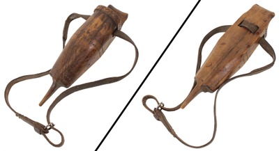 Unmarked: Carved Wooden Scythe Stone Hldr.