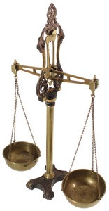 Unmarked: Solid Brass Hanging Balance Scale