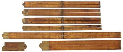 Stanley Rule & Level: Six Assorted Boxwood Folding Rules