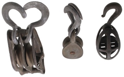 Assorted Makers: Three Cast Bronze Nautical Pulleys