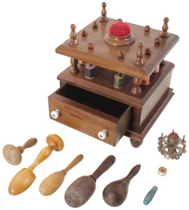 Unmarked: Large Walnut Sewing Stand