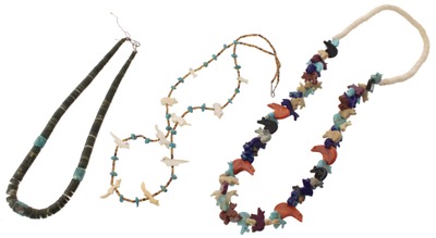 Assorted Makers: Three Hand Made Native Amer. Necklac