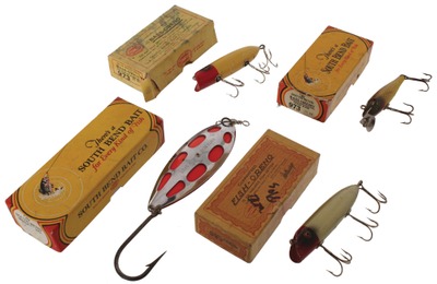 South Bend Tackle Company, South Bend, Indiana: Four Original Box Fishing Lures
