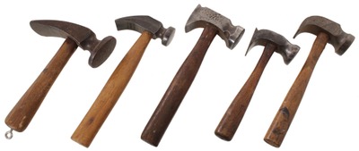 Assorted Makers: Coll. Of Five Asst. Cobbler's Hammer