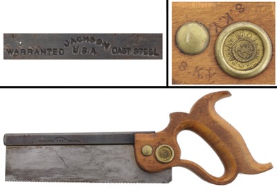 Henry Disston & Sons, Philadelphia, Pennsylvania: Extra Clean "Jackson Steel Back Saw