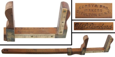 Kerby & Bro. Makers, New York, New York: Early Shoe Measure Caliper Rule