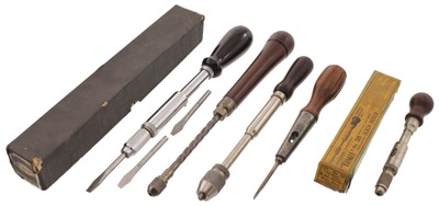Assorted Makers: Lot Of Five Clean Hand Drillsrewdriver