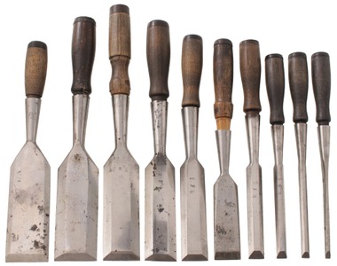 Peck, Stowe & Wilcox Company: Set Of 10 Socket Bevel Edge Chisels