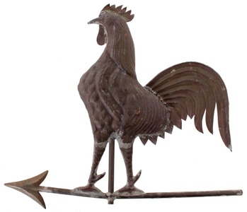 Unmarked: "Rooster" Pattern W'vane Finial