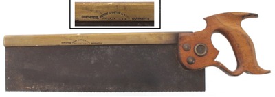 Henry Disston & Sons, Philadelphia, Pennsylvania: Rare Brass Back 14" Tenon Saw