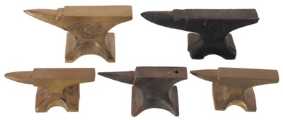 Unmarked: Five Brass & Cast Iron Small Anvils