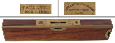 Stratton Brothers, Greenfield, Massachusetts, No. 10: Brass Bound Mahogany Level