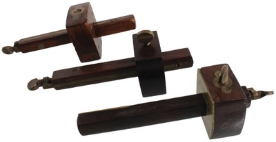 Assorted Makers: Three R'wood & Brass Marking Gauges