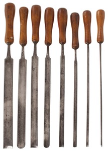 D.R. Barton & Company, Rochester, New York: Set Of Eight Pattern Mkrs. Tang Gouges