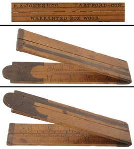 S.A. Jones & Company, Hartford, Connecticut: Rare Dual Ext. Slide Folding Rule