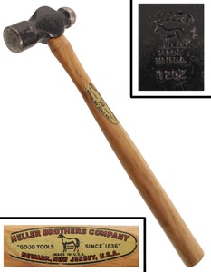 Heller & Brothers, Newark, New Jersey, No. 801 B: Extra Clean Black Finish Ball Pein Hammer
