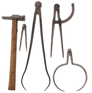 Assorted Makers: Four Pairs Of Early Calipers & Divider