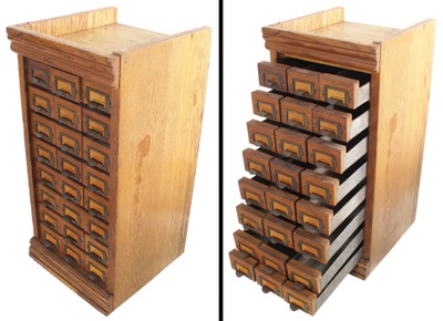 Heller & Co., W.C./Montpelier, O.: Extra Clean Oak 24 Drawer Storage Cabin