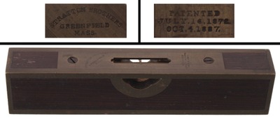 Stratton Brothers, Greenfield, Massachusetts, No. 10: Rare Early Six-Inch Brass Bound Level