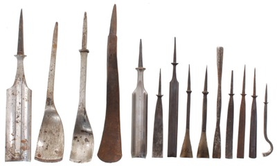 Assorted Makers: Lot Of Unhafted Carving Tools