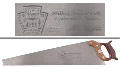 H. Disston & Sons , Danville, Virginia, No. D-95: 26"  4 1/2 Pt. Rip Hand Saw