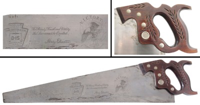 Henry Disston & Sons, Philadelphia, Pennsylvania, No. D-15: Rosewood Hdl. "Victory" Saw