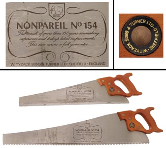 William Tyzack Sons & Turner, Ltd., Little London Works, Sheffield, England, No. 154: Two Extra Clean Hand Saws