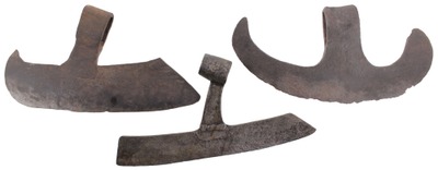 Unmarked: Three Massive Hand Forged Axe Heads