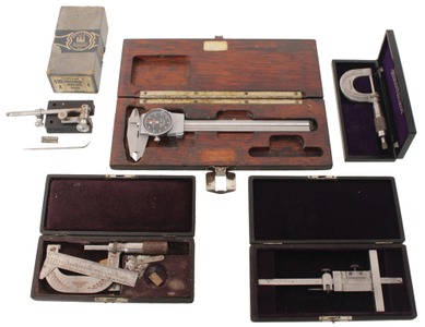 Brown & Sharpe Manufacturing Company, Providence, Rhode Island: Five Original Box Machinists' Tools
