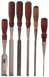 Stanley Rule & Level, No. 120: Wkg. Set Of Six Bevel Edge Chisels