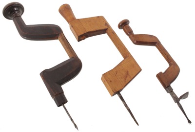Assorted Makers: Three Extra Large Fixed Bit Brace