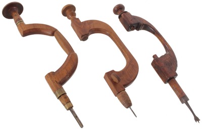 Assorted Makers: Three Large Size Wooden Bit Braces