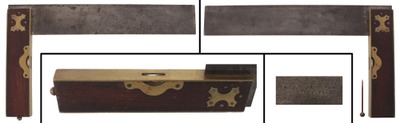 Disston & Morss, Philadelphia, Pennsylvania: Rosewood & Brass 14" Blade Try Square