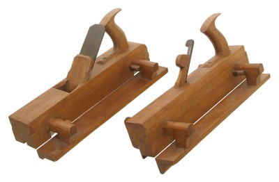 Unmarked: Pair Of Applewood Plank Match Plane