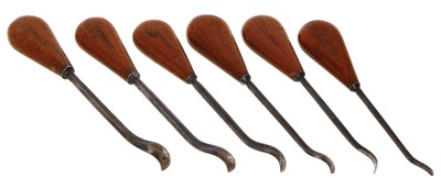 Henry Taylor, Acorn Works, Sheffield, England: Six Front Bent Carving Tools