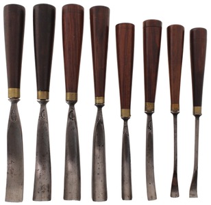 D.R. Barton & Company, Rochester, New York: Eight R'wood Handle Carving Tool