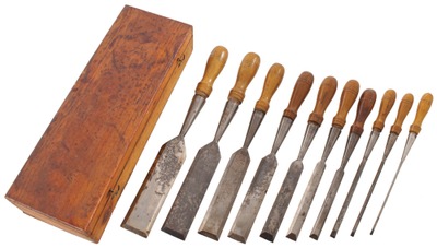 James Swan Company, Seymour, Connecticut: Set Of Ten Beveldge Paring Chisels