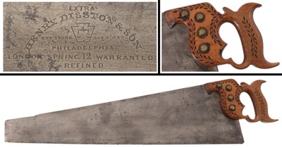 Henry Disston & Son, Philadelphia, Pennsylvania: Rare Singular "Son" 9 Pt. Crosscut Saw