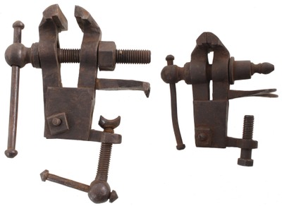 Assorted Makers: Two Early Forged Iron Vises