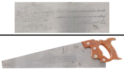 E.C. Atkins & Company, Indianapolis, Indiana, No. 65: 22" Ten-Point Crosscut Saw