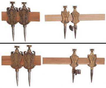 Stanley Rule & Level, No. 1/2: Two Pairs Of Bronze Trammels
