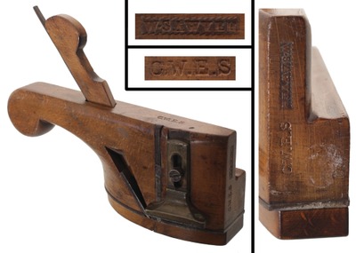 Unmarked: Hdld. Curve Rabbet Coach Mkr.S Molding Plane