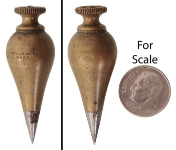 A.L. Thompson, Mfr., Lowell, Massachusetts: Diminutive Brass Plumb Bob