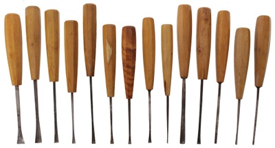 Assorted Makers: Wkg. Set Of 14 Clean Carving Tools