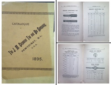 Carpenter Tap & Die Company, Pawtucket: Orig. 1895 Tap & Die Stock Catalogue